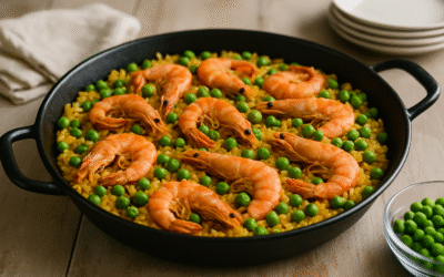Szybka paella z krewetkami i groszkiem dla całej rodziny