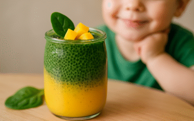 Kolorowy i Zdrowy Deser Chia z Mango i Szpinakiem dla Dzieci