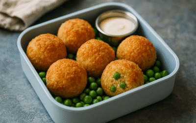 Pieczone Kuleczki Ryżowe Arancini z Groszkiem na Lunchbox