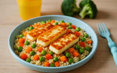 Smażony Halloumi z Kuskusem i Warzywami dla Dzieci
