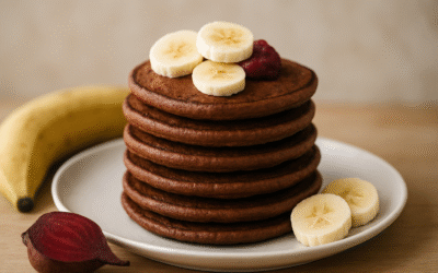 Kakaowe pancakes z ukrytym burakiem i bananem dla dzieci