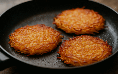 Ziemniaczane rosti na patelni, chrupiące na zewnątrz