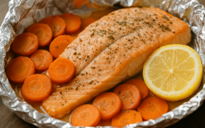 Łosoś pieczony w folii z marchewką i cytryną: zdrowy obiad dla dzieci