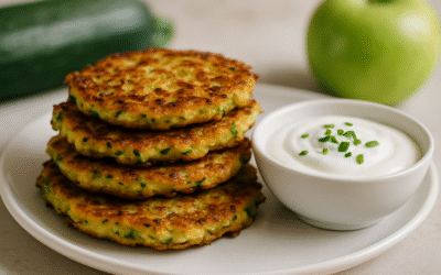 Pyszne placki z cukinii z dipem jogurtowym dla dzieci
